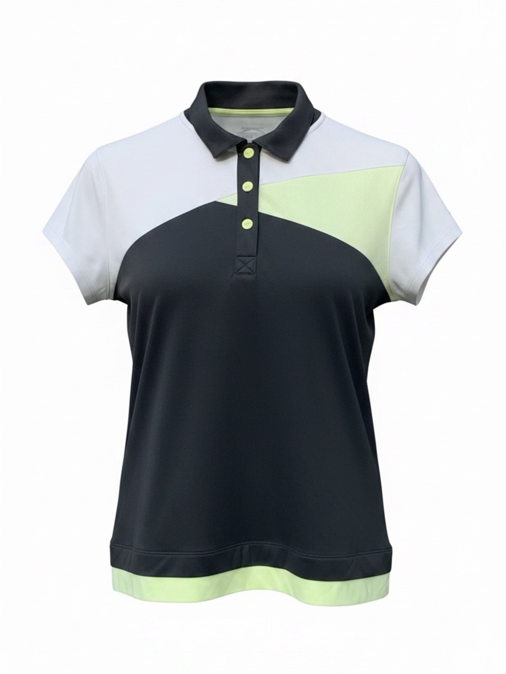 Slazenger Women's Performance Polo Top - Black & White with Light Green Accent